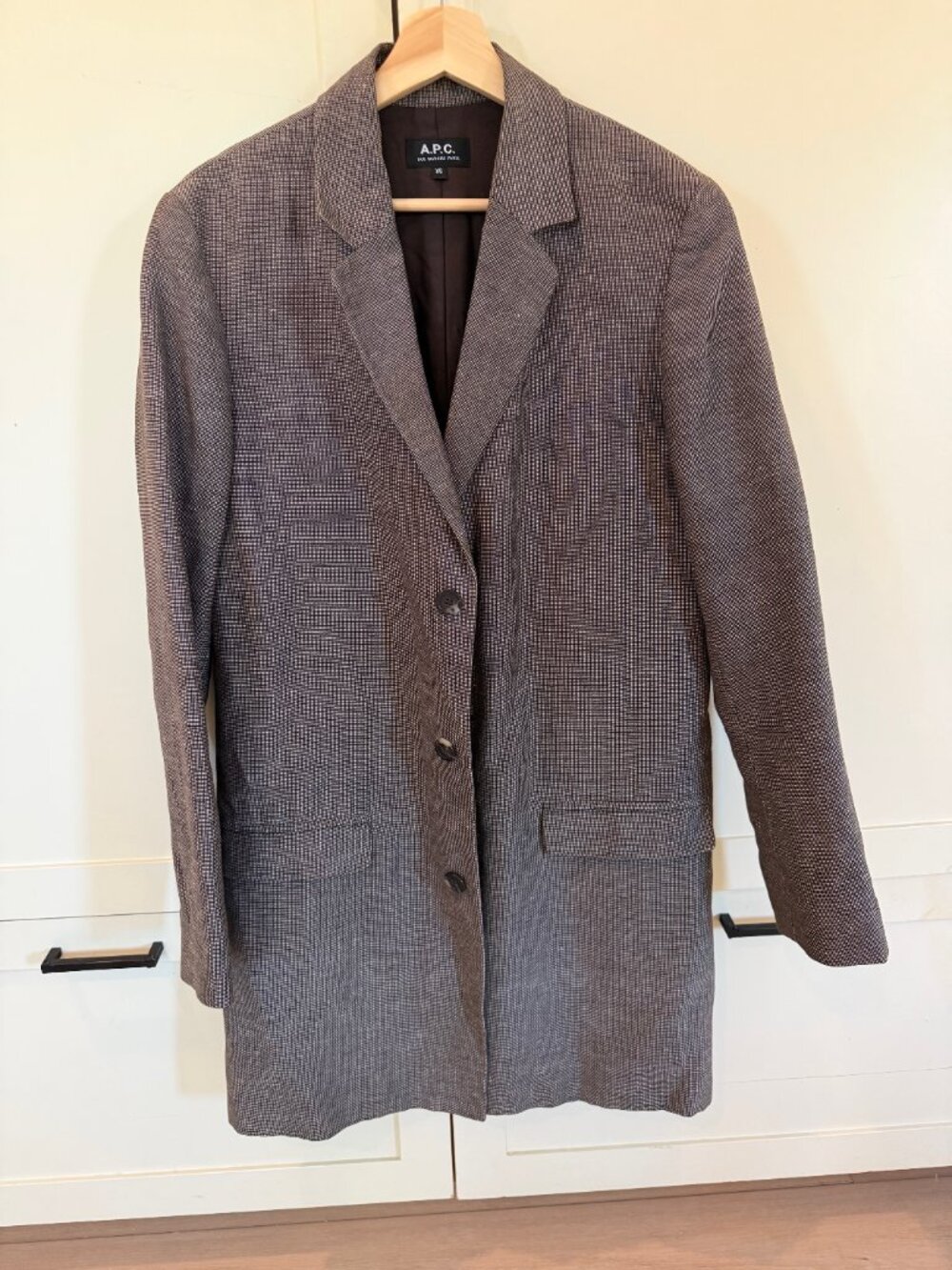 A.P.C. Brown Micro-Check Wool Blend Blazer XS